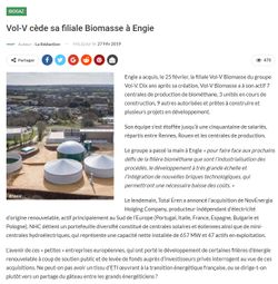 Vol-V cède sa filiale Biomasse à Engie